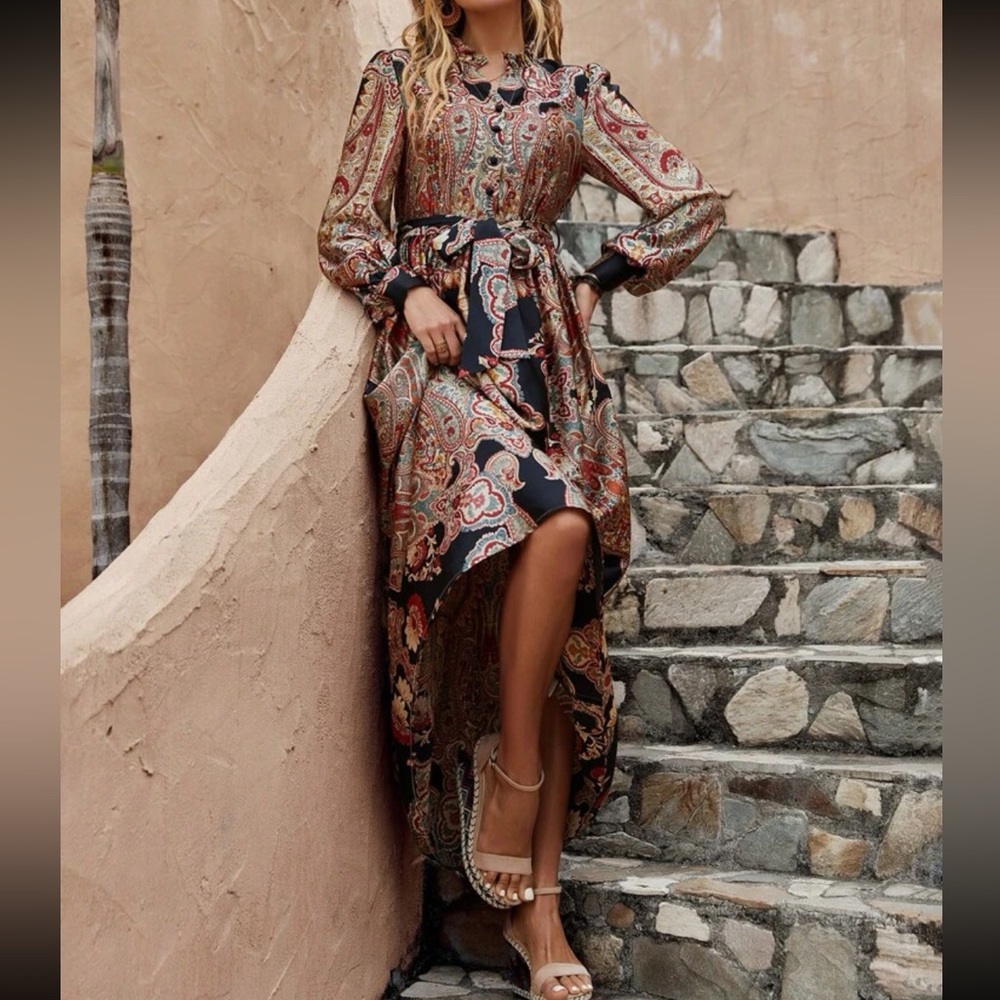 Boho floral paisley print maxi dress - Picture 5 of 6